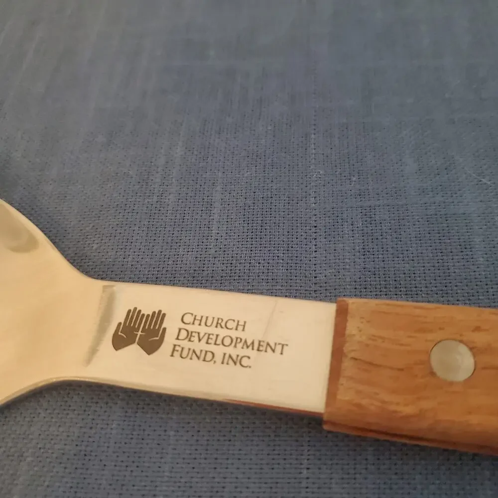 Vintage Stainless Steel Ice Cream Spade Scraper Wooden Handle Advertising